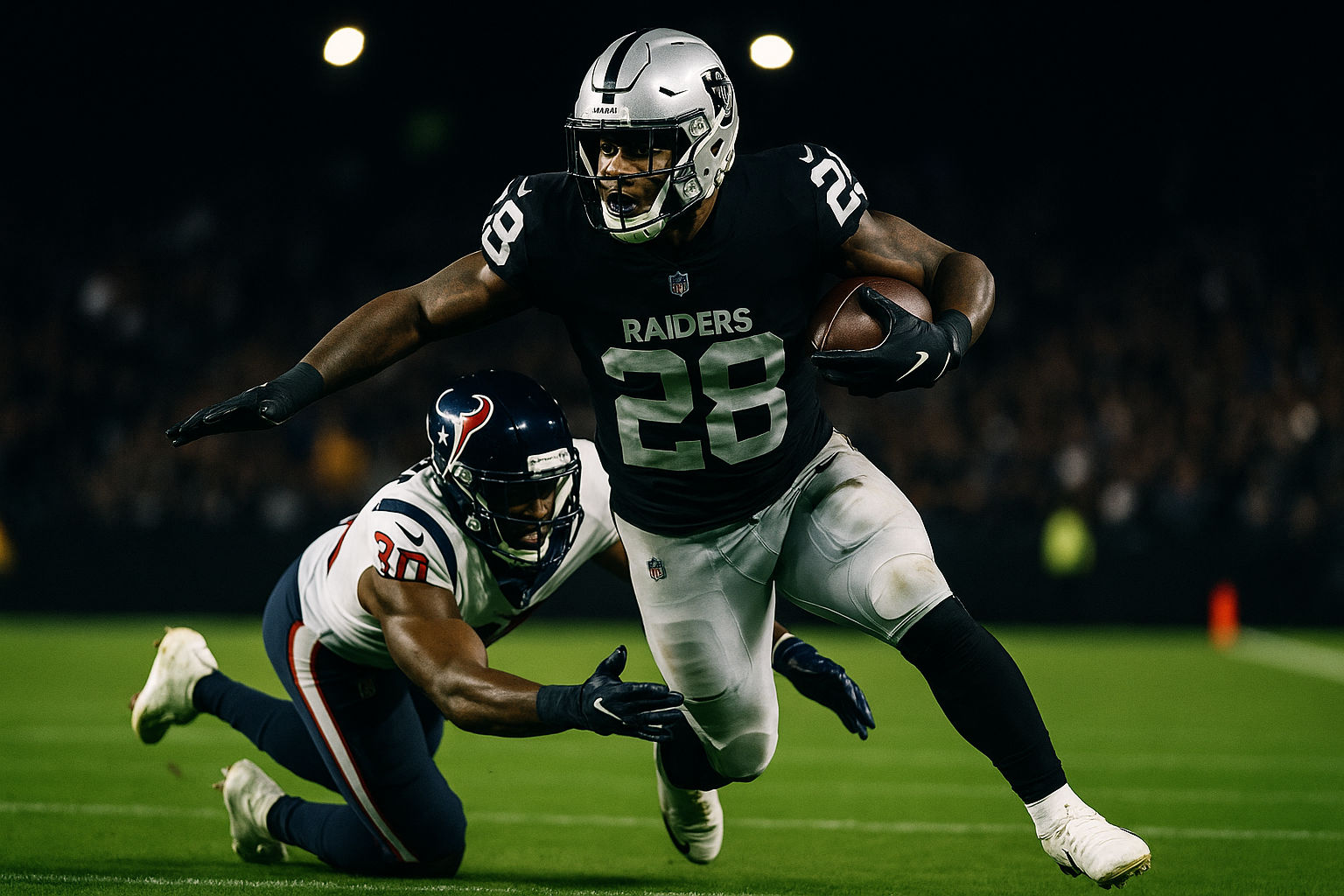 Las Vegas Raiders playing under the lights