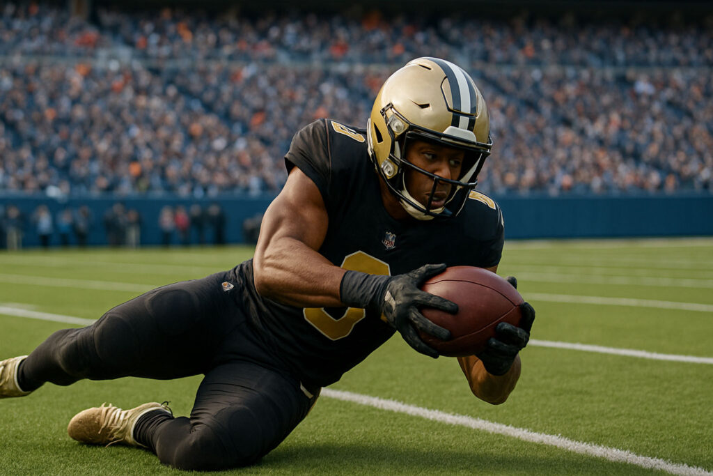 New Orleans player catching pass as he falls generated by AI