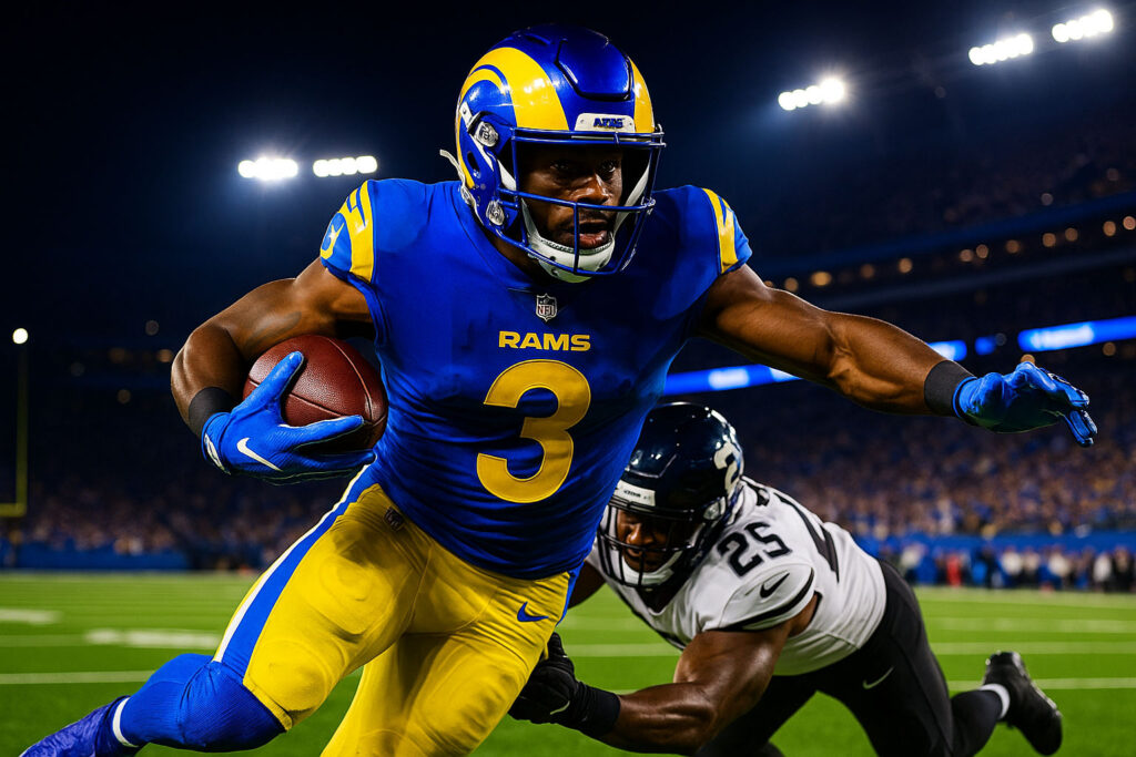 NFL-los angeles rams running back under the lights