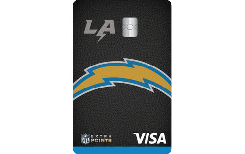 los angeles chargers visa credit card with team logo